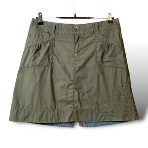REI Cargo Skirt Womens Sz 4 Olive Green Embroidered Outdoor Hiking Athletic Mini